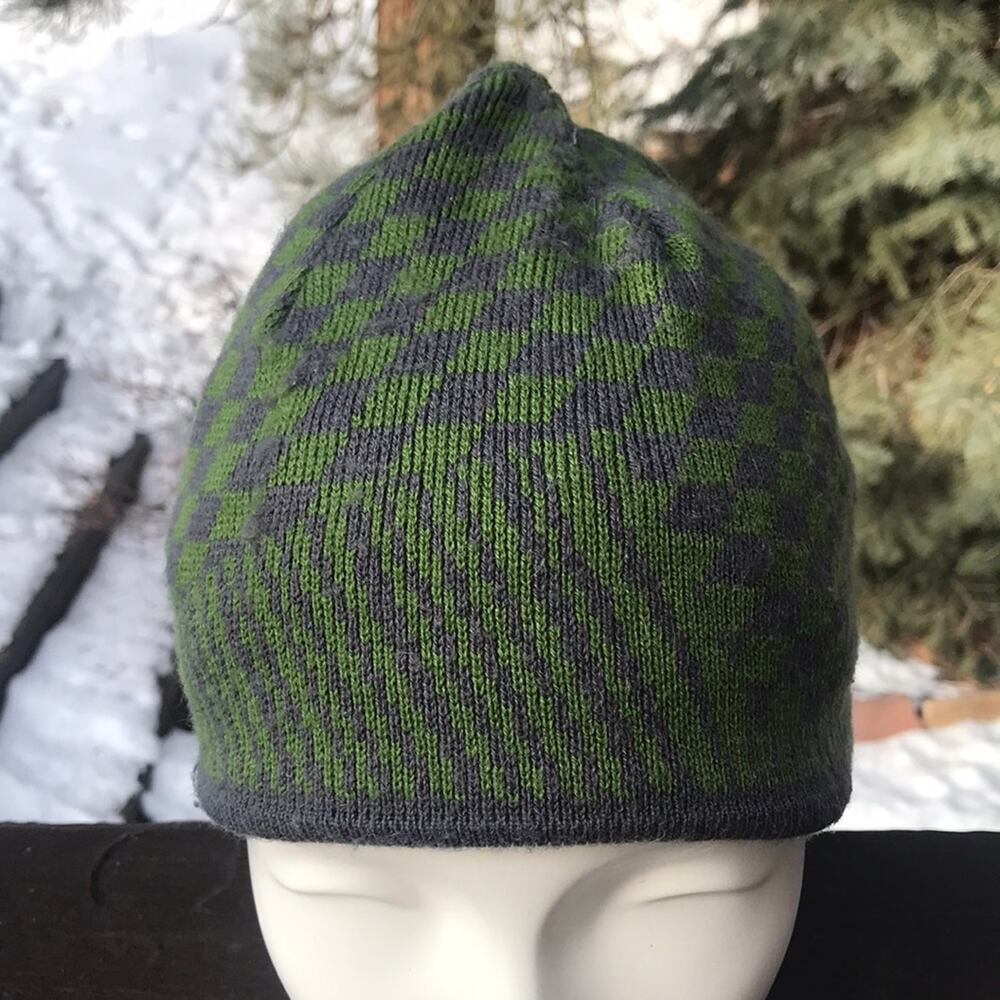 L.L. Bean Green Printed Fleece Lined Beanie Hat Boy's Size Small